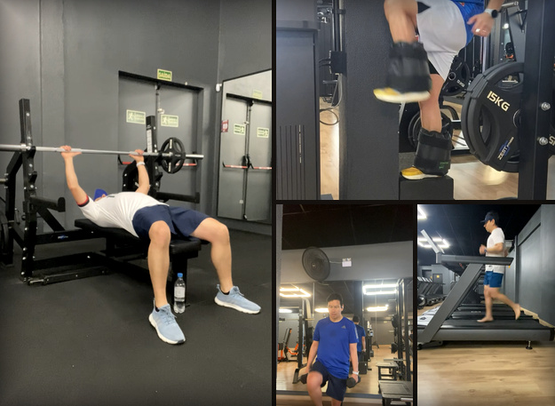 Beto Cervantes treinando na academia